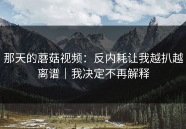 那天的蘑菇视频：反内耗让我越扒越离谱｜我决定不再解释