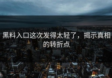黑料入口这次发得太轻了，揭示真相的转折点