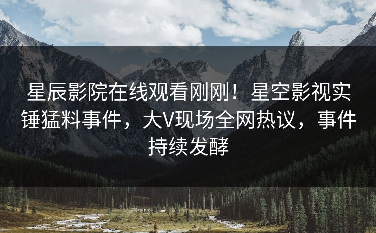 星辰影院在线观看刚刚！星空影视实锤猛料事件，大V现场全网热议，事件持续发酵