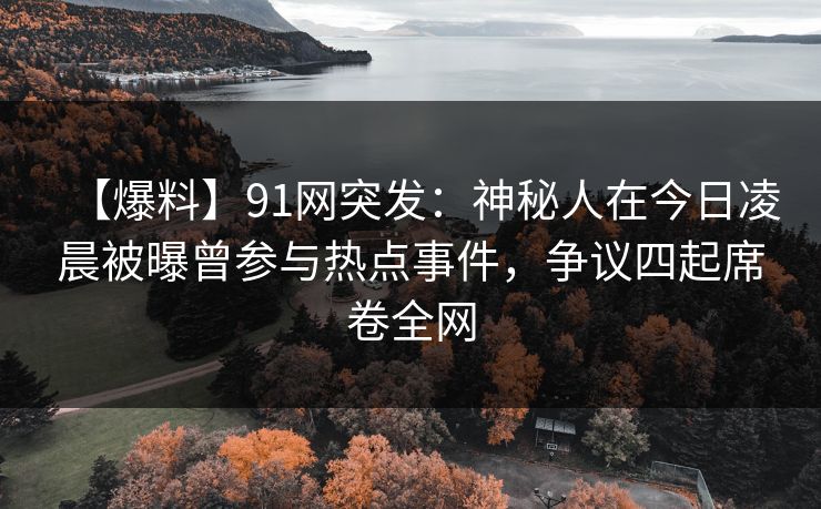 【爆料】91网突发：神秘人在今日凌晨被曝曾参与热点事件，争议四起席卷全网